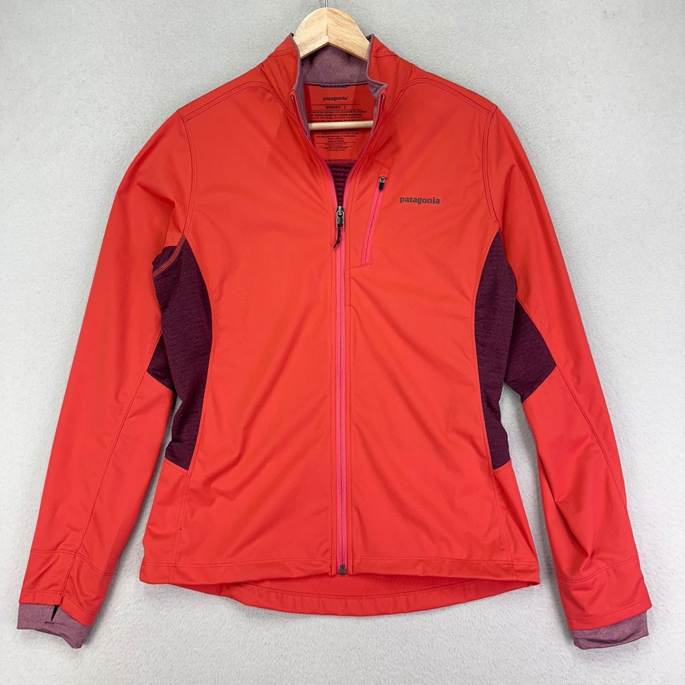 Patagonia Wind Shield Hybrid Jacket Womens Small Red Full-Zip Lightweight Hiking - Picture 3 of 10